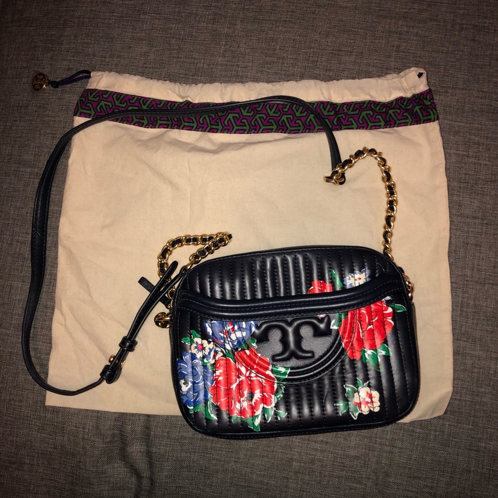 Tory Burch Navy Fleming Soft Printed Camera Bag